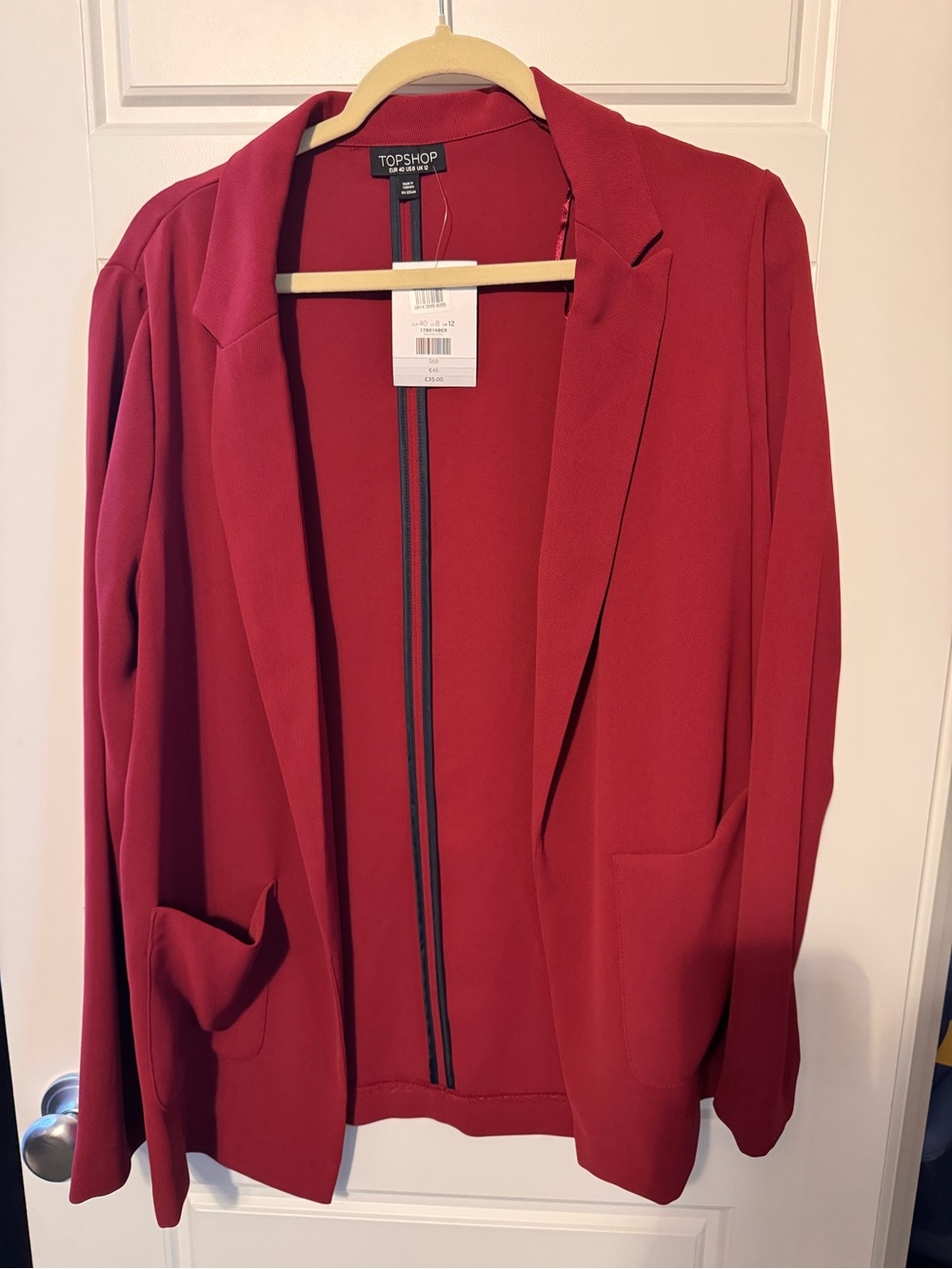 Topshop Red Open-Front Blazer